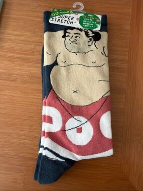 Novelty Sumo Men's Socks - Navy, Cream & Red